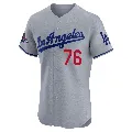 Men's Los Angeles Dodgers ＃76 J.D. Martin Gray Elite Road World Series Champions Jersey