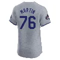 Men's Los Angeles Dodgers ＃76 J.D. Martin Gray Elite Road World Series Champions Jersey