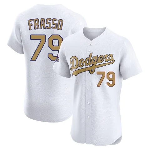 Men's Los Angeles Dodgers ＃79 Nick Frasso Gold Elite White 2025 Collection Jersey