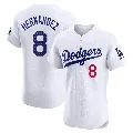 Men's Los Angeles Dodgers ＃8 Enrique Hernandez White Elite Home Jersey