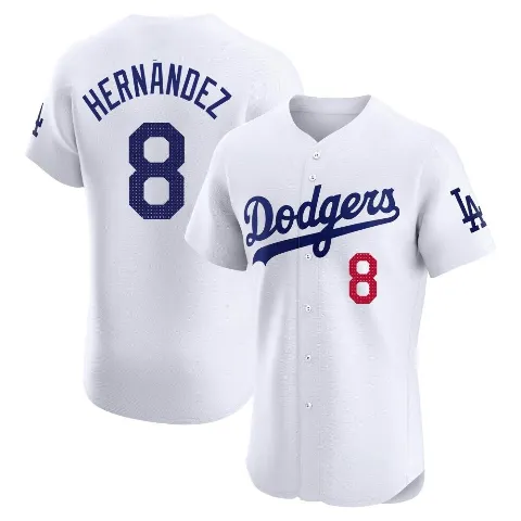 Men's Los Angeles Dodgers ＃8 Enrique Hernandez White Elite Home Jersey