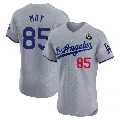 Men's Los Angeles Dodgers ＃85 Dustin May Gray Elite Road 2024 World Series Jersey
