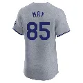 Men's Los Angeles Dodgers ＃85 Dustin May Gray Elite Road 2024 World Series Jersey