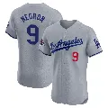 Men's Los Angeles Dodgers ＃9 Kristopher Negron Gray Elite Road World Series Champions Jersey
