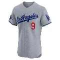 Men's Los Angeles Dodgers ＃9 Kristopher Negron Gray Elite Road World Series Champions Jersey