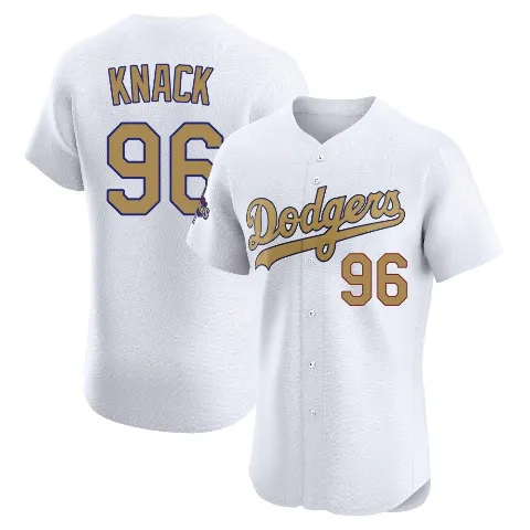 Men's Los Angeles Dodgers ＃96 Landon Knack Gold Elite White 2025 Collection Jersey