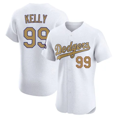 Men's Los Angeles Dodgers ＃99 Joe Kelly Gold Elite White 2025 Collection Jersey