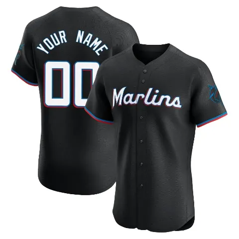 Men's Miami Marlins ＃00 Custom Black Elite Alternate Vapor Premier Jersey