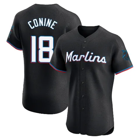Men's Miami Marlins ＃18 Griffin Conine Black Elite Alternate Vapor Premier Jersey
