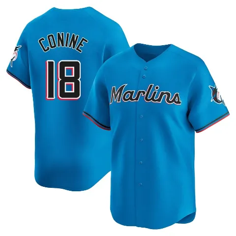 Men's Miami Marlins ＃18 Griffin Conine Blue Limited Alternate Jersey
