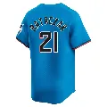 Men's Miami Marlins ＃21 Eric Rataczak Blue Limited Alternate Jersey