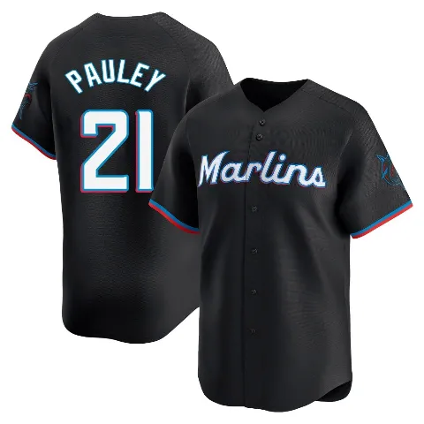 Men's Miami Marlins ＃21 Graham Pauley Black Limited Alternate Jersey