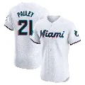 Men's Miami Marlins ＃21 Graham Pauley White Elite Home Patch Jersey