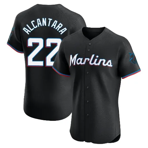 Men's Miami Marlins ＃22 Sandy Alcantara Black Elite Alternate Vapor Premier Jersey