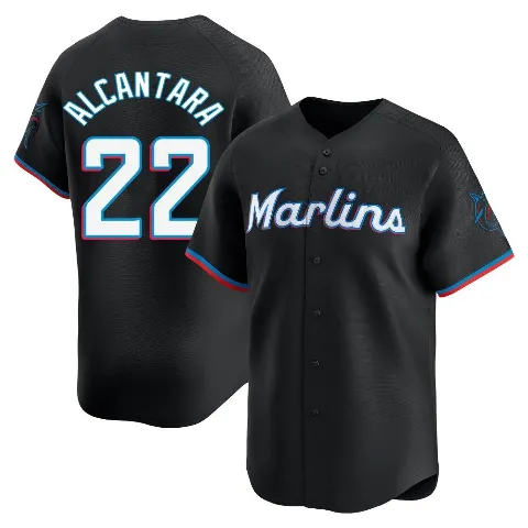 Men's Miami Marlins ＃22 Sandy Alcantara Black Limited Alternate Jersey