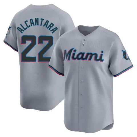 Men's Miami Marlins ＃22 Sandy Alcantara Gray Limited Road Jersey