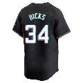 Men's Miami Marlins ＃34 Liam Hicks Black Limited Alternate Jersey