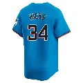 Men's Miami Marlins ＃34 Liam Hicks Blue Limited Alternate Jersey