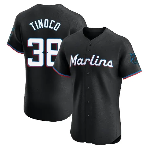Men's Miami Marlins ＃38 Jesus Tinoco Black Elite Alternate Vapor Premier Jersey