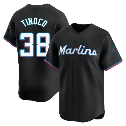 Men's Miami Marlins ＃38 Jesus Tinoco Black Limited Alternate Jersey