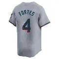 Men's Miami Marlins ＃4 Nick Fortes Gray Limited Road Jersey