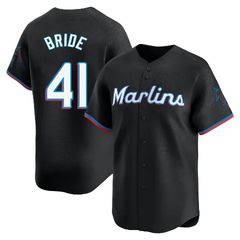 Men's Miami Marlins ＃41 Jonah Bride Black Limited Alternate Jersey