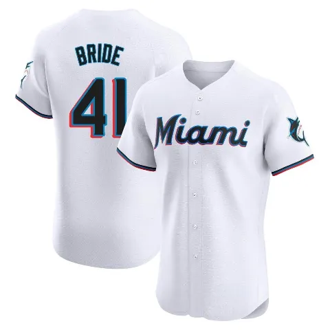 Men's Miami Marlins ＃41 Jonah Bride White Elite Home Jersey
