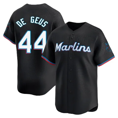 Men's Miami Marlins ＃44 Brett de Geus Black Limited Alternate Jersey