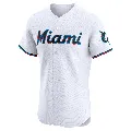 Men's Miami Marlins ＃44 Brett de Geus White Elite Home Jersey
