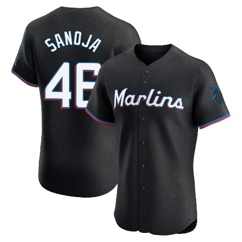 Men's Miami Marlins ＃46 Javier Sanoja Black Elite Alternate Vapor Premier Jersey