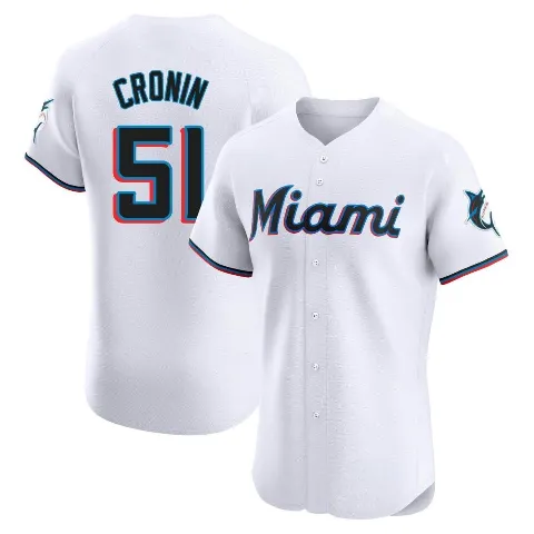 Men's Miami Marlins ＃51 Declan Cronin White Elite Home Jersey