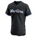 Men's Miami Marlins ＃55 Connor Gillispie Black Elite Alternate Vapor Premier Jersey