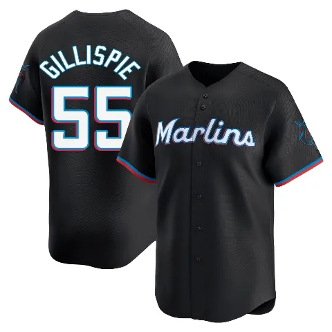 Men's Miami Marlins ＃55 Connor Gillispie Black Limited Alternate Jersey