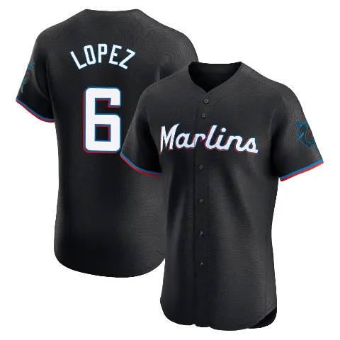 Men's Miami Marlins ＃6 Otto Lopez Black Elite Alternate Vapor Premier Jersey