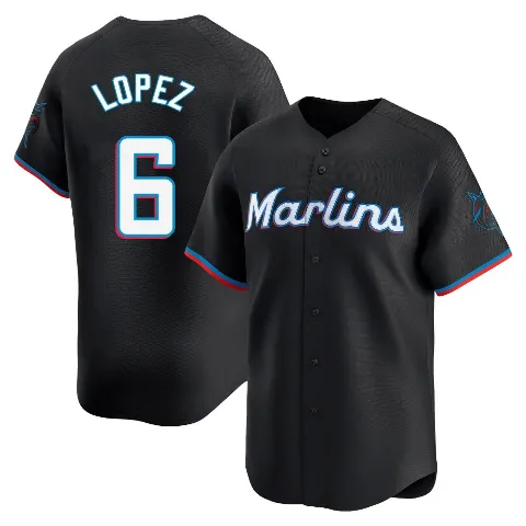 Men's Miami Marlins ＃6 Otto Lopez Black Limited Alternate Jersey