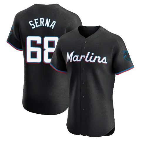 Men's Miami Marlins ＃68 Jared Serna Black Elite Alternate Vapor Premier Jersey