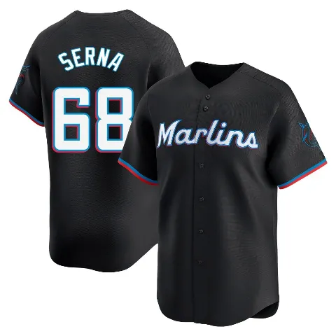 Men's Miami Marlins ＃68 Jared Serna Black Limited Alternate Jersey