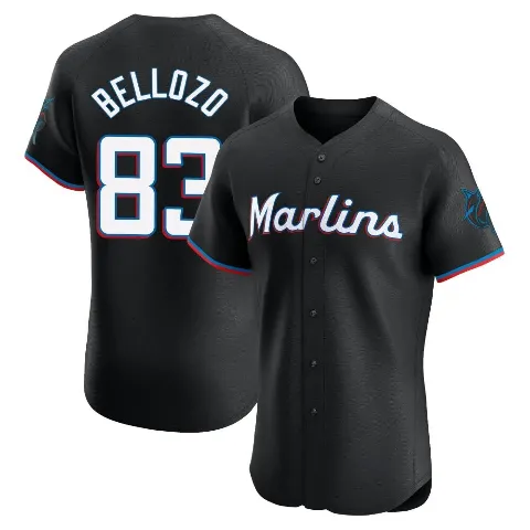 Men's Miami Marlins ＃83 Valente Bellozo Black Elite Alternate Vapor Premier Jersey