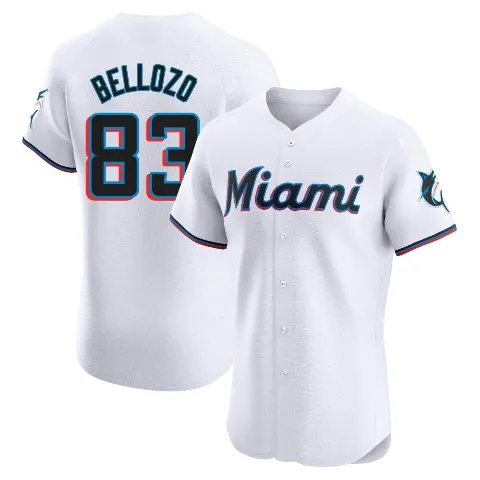 Men's Miami Marlins ＃83 Valente Bellozo White Elite Home Jersey