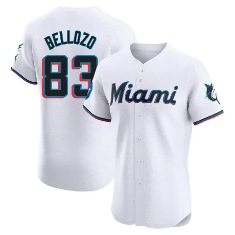 Men's Miami Marlins ＃83 Valente Bellozo White Elite Home Patch Jersey