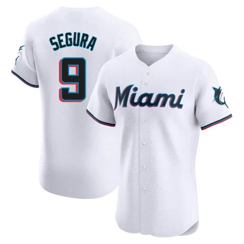 Men's Miami Marlins ＃9 Jean Segura White Elite Home Jersey