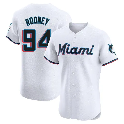 Men's Miami Marlins ＃94 John Rooney White Elite Home Jersey