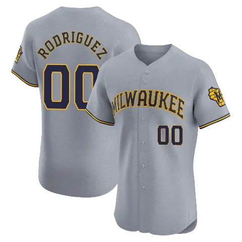 Men's Milwaukee Brewers ＃00 Carlos Rodriguez Gray Elite Road Jersey