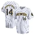 Men's Milwaukee Brewers ＃14 Andruw Monasterio White Limited Alternate Jersey
