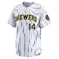 Men's Milwaukee Brewers ＃14 Andruw Monasterio White Limited Alternate Jersey