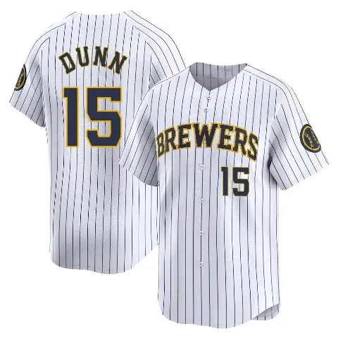 Men's Milwaukee Brewers ＃15 Oliver Dunn White Limited Alternate Jersey