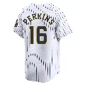 Men's Milwaukee Brewers ＃16 Blake Perkins White Limited Alternate Jersey