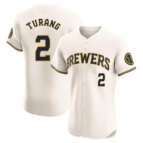 Men's Milwaukee Brewers ＃2 Brice Turang Cream Elite Home Jersey