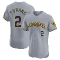 Men's Milwaukee Brewers ＃2 Brice Turang Gray Elite Road Jersey