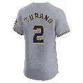 Men's Milwaukee Brewers ＃2 Brice Turang Gray Elite Road Jersey
